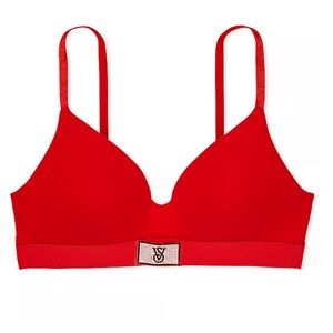 Red dazzling VS logo bra